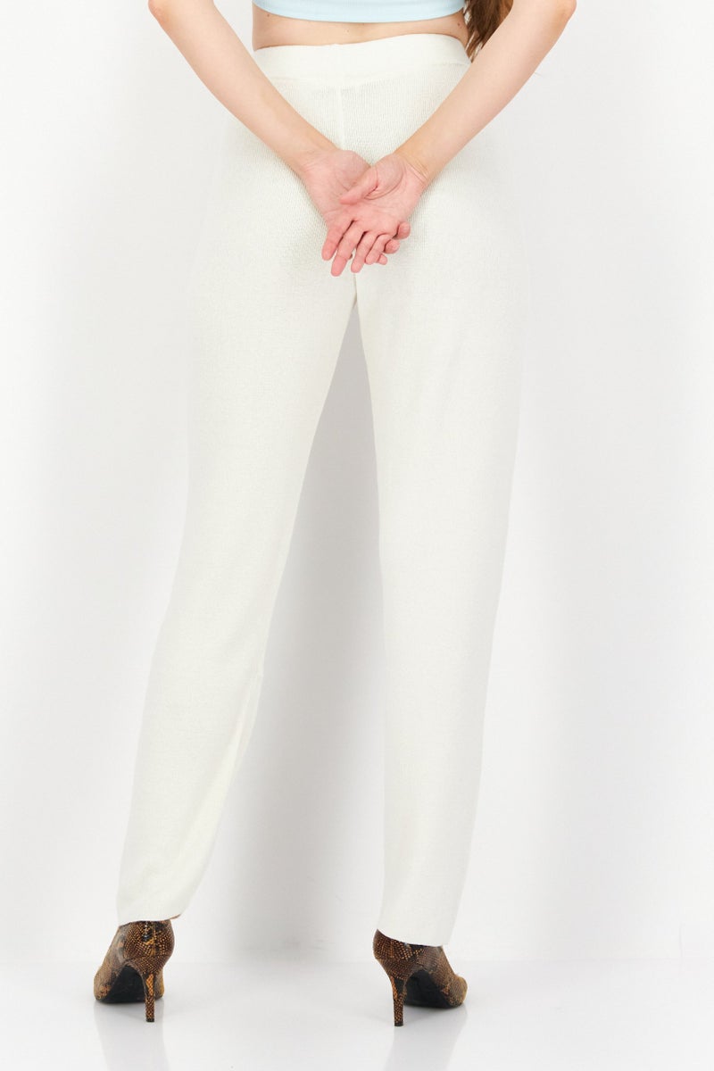 NA-KD Women Wide Leg Textured Pull On Pants, Beige - Image 2